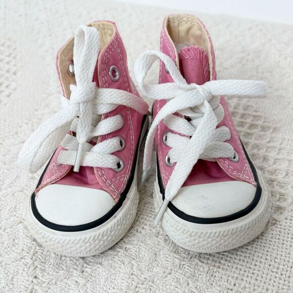 Converse Baby Girl Pink High-Top Sneakers - Picture 2 of 8